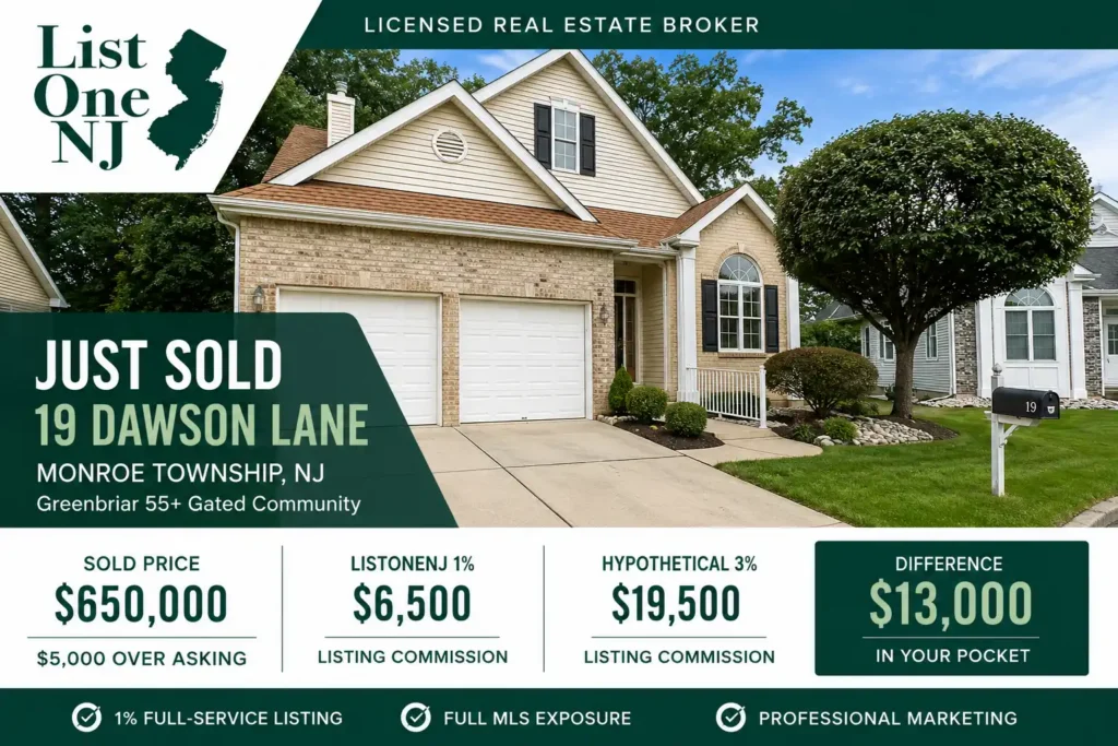 just sold monroe nj discount realtor fees